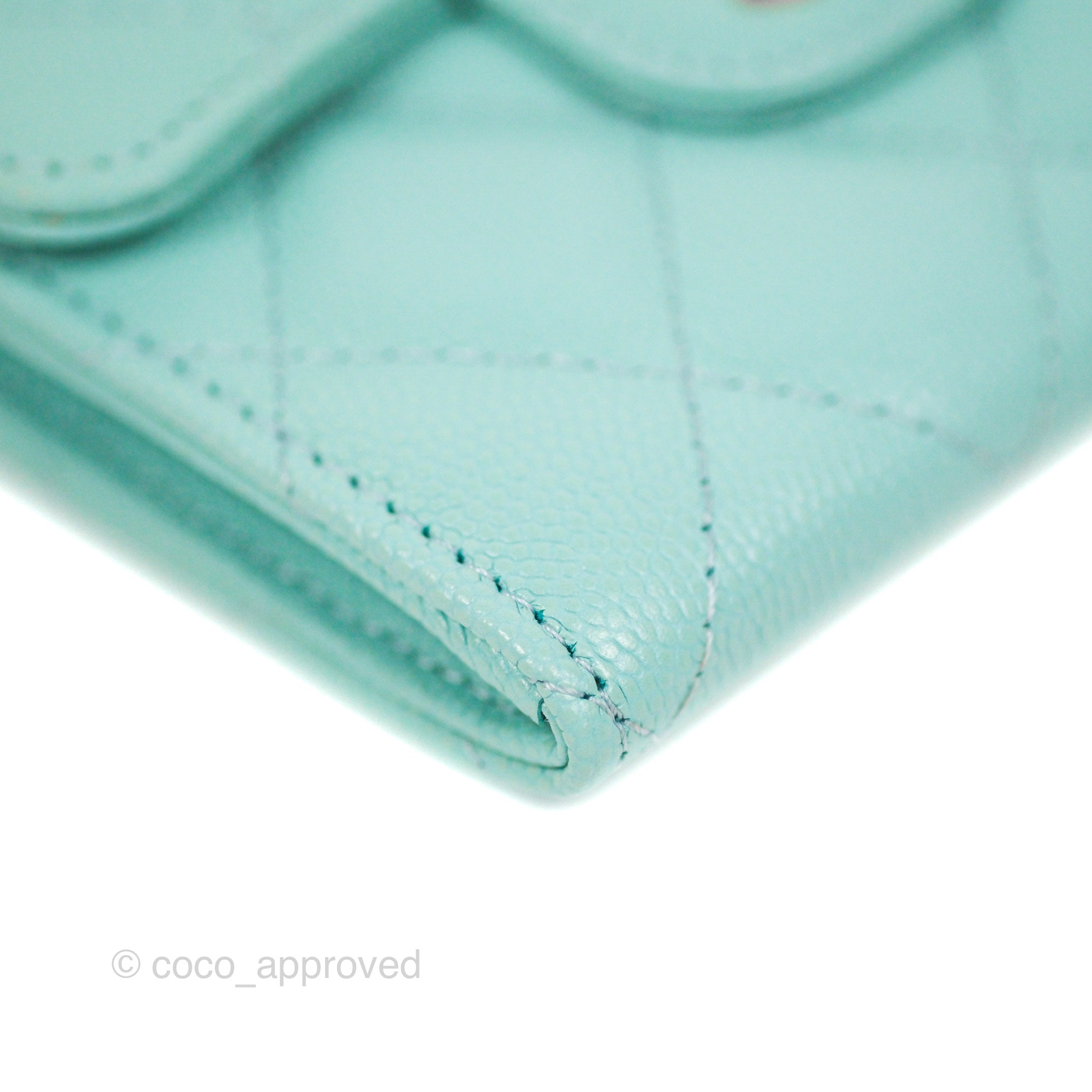 Chanel Classic Flap Coin Purse in Tiffany Blue Caviar Leather with Silver Hardware - Perfect for Everyday Use & Luxury Gift Giving
