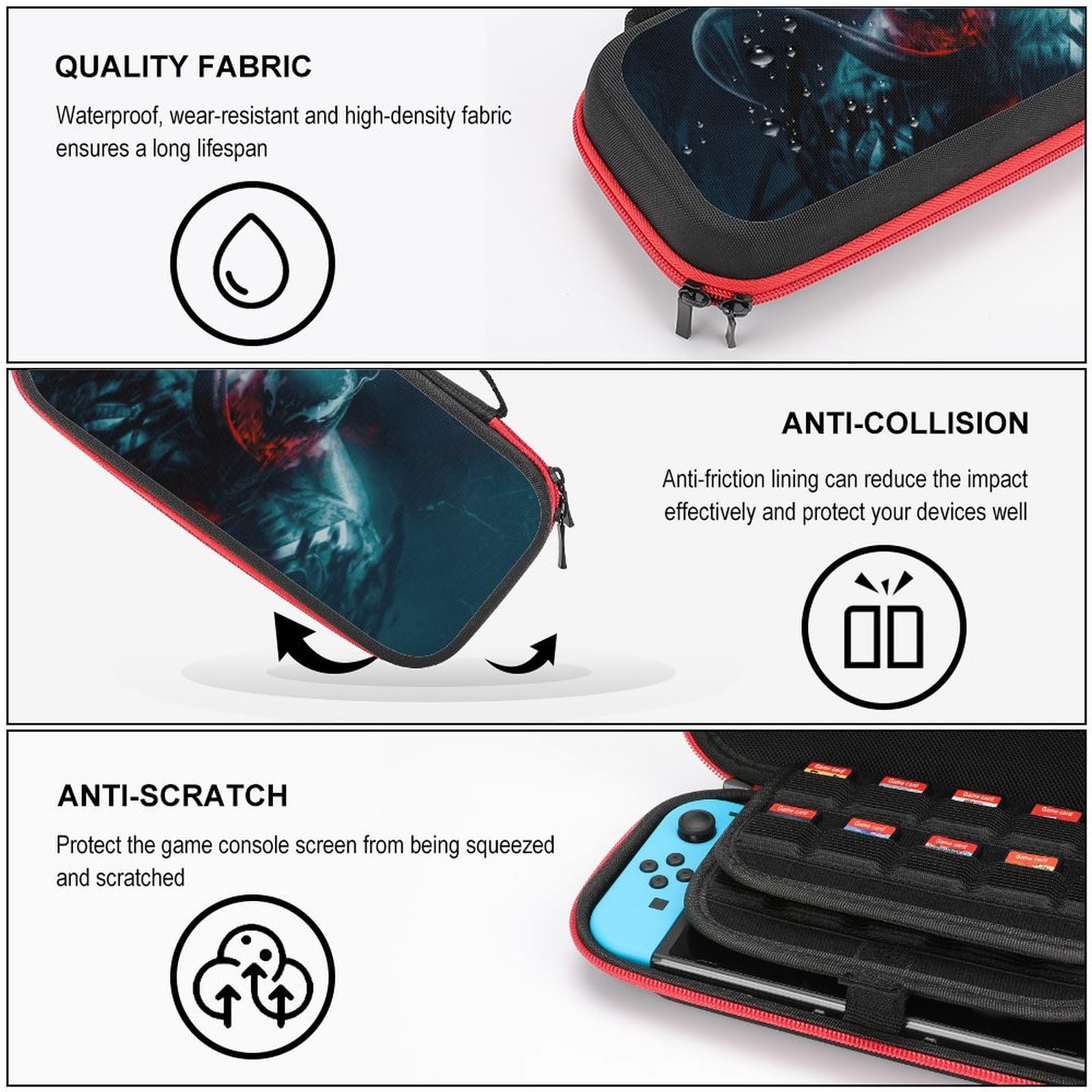 Bopanku Switch Carrying Case for Nintendo Switch & Switch OLED - Protective Travel Case with Storage for Console, Joy-Cons & Accessories - Perfect for Gaming on the Go, Travel & Daily Commute