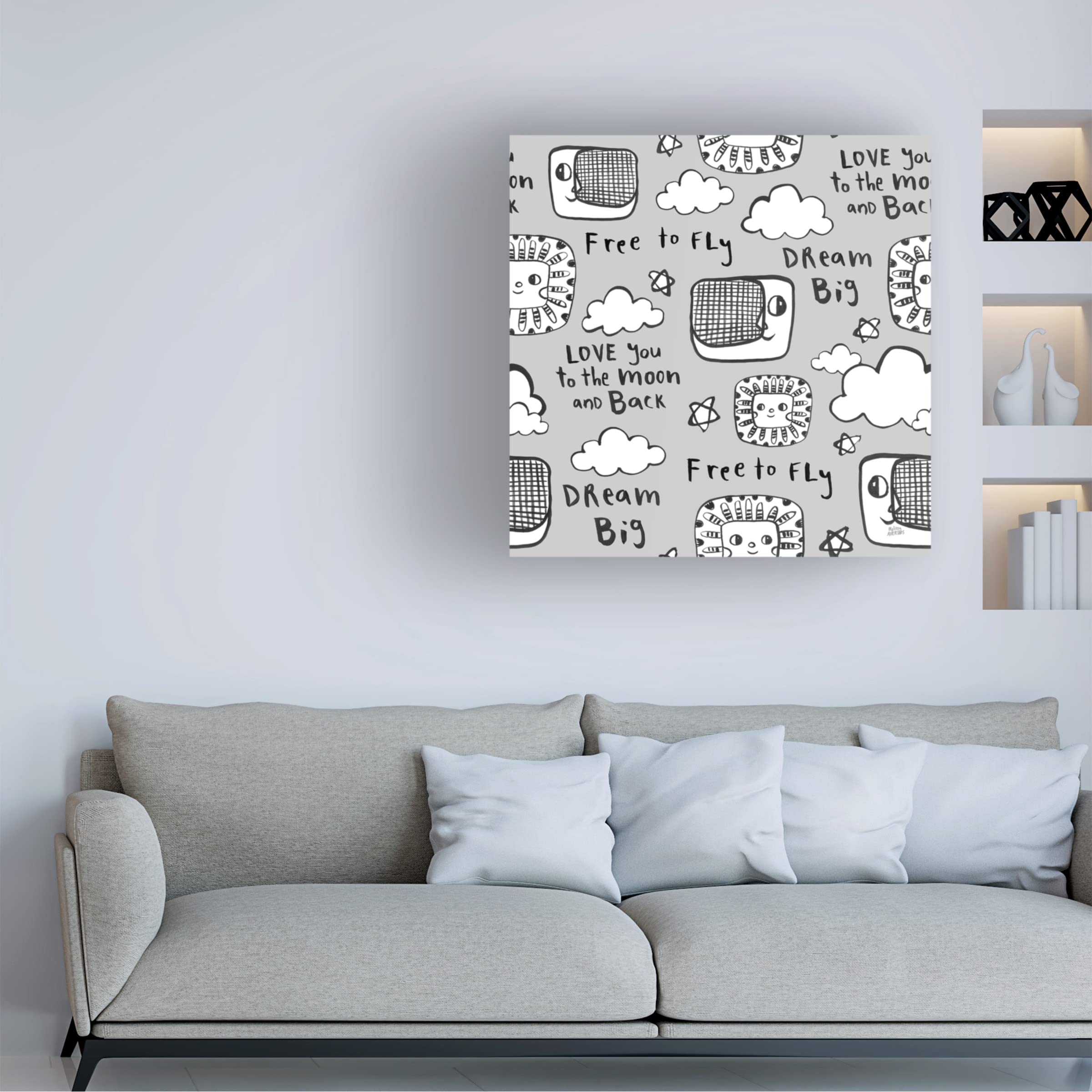 Trademark Fine Art 'Scandy Baby Pattern IVC' Canvas Wall Art by Melissa Averinos - Scandinavian Nursery Decor, Modern Baby Room Painting, Gender Neutral Wall Art for Kids Bedroom & Playroom