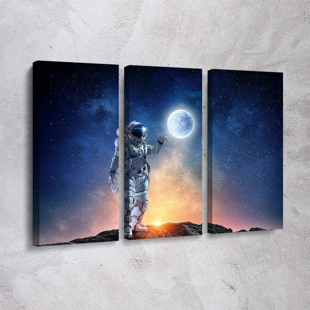 NASA Space Planets Astronomy Solar System Canvas Wall Art - 3 Piece Set, Ready to Hang Office & Home Decor | Contemporary Space Art Prints Made in USA | Perfect for Living Room, Bedroom or Classroom Decor
