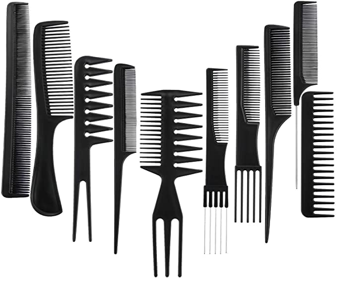 MIVVA Professional Hair Cutting & Styling Comb Set - 10 Piece Multipurpose Hairdressing Kit for Salon & Home Use