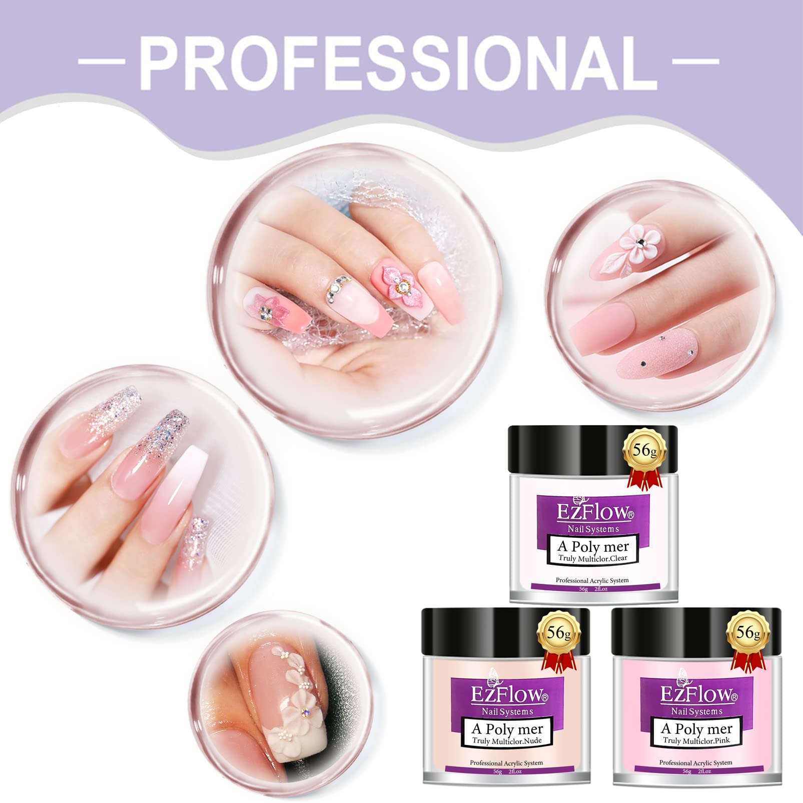 Nude Acrylic Nail Powder & Monomer Set (2oz/56g) - Professional Polymer for Acrylic Nail Extensions, Carving & Nail Art | Salon Quality DIY Manicure Kit for Home & Professional Use