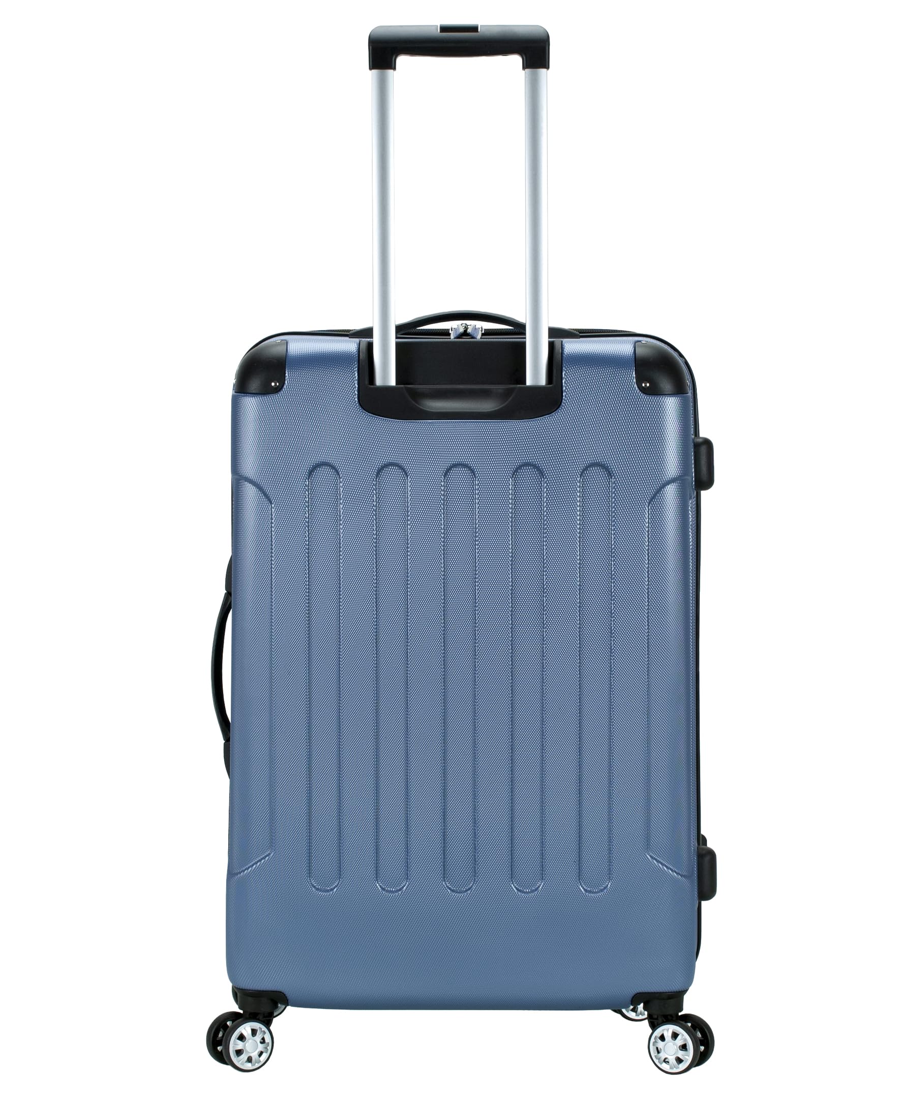 Rockland London 28 Inch Expandable Hardside Luggage with 360° Spinner Wheels, Durable Checked Suitcase for Travel, Blue - Perfect for Airplane, Business Trips & Vacation Packing