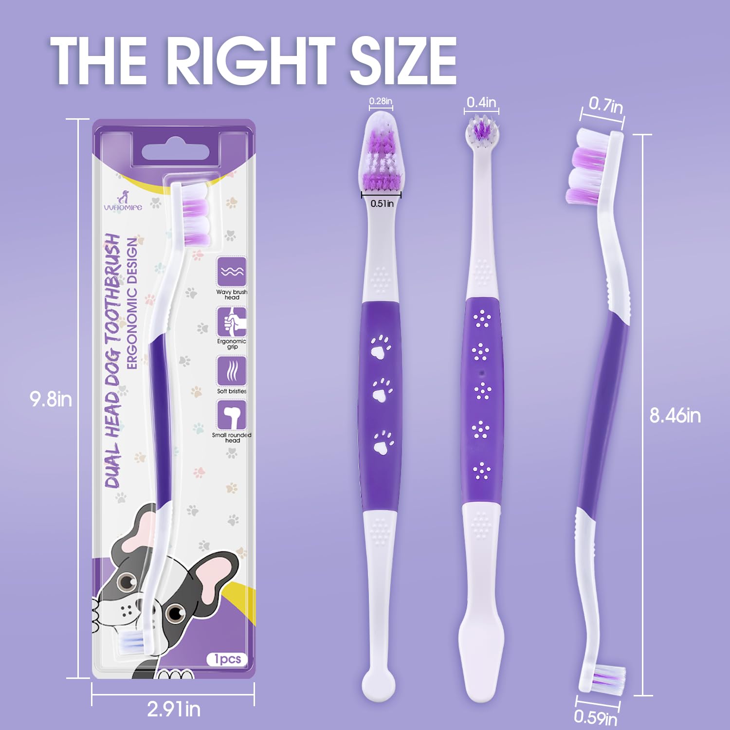 Upgraded Dual Head Dog Toothbrush with 60° Wavy Bristles - Gentle Dental Care for Small, Medium & Large Dogs - Perfect for Daily Teeth Cleaning & Oral Hygiene at Home