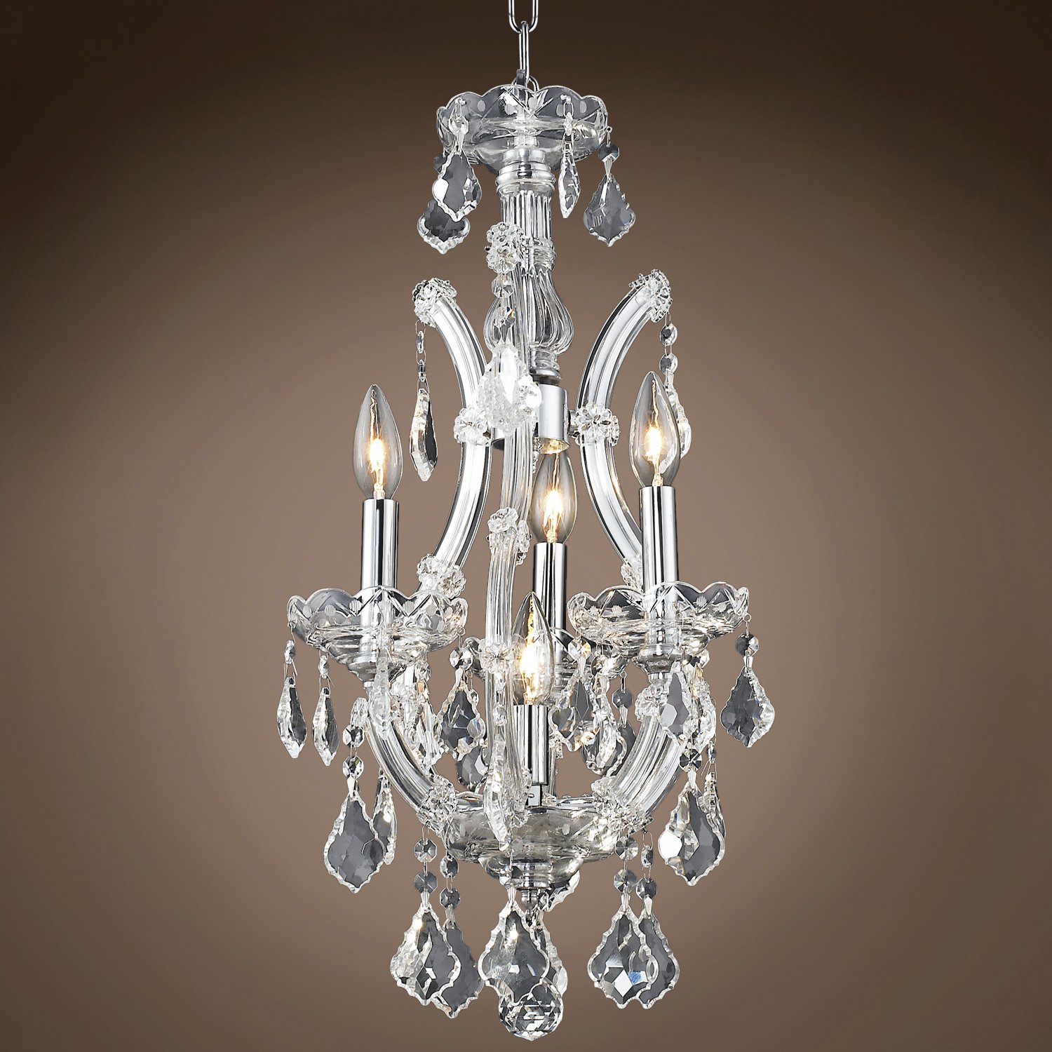 Maria Theresa 4-Light 12-Inch Chrome Crystal Chandelier - Elegant European Style Ceiling Light Fixture for Dining Room, Bedroom or Living Room Decor
