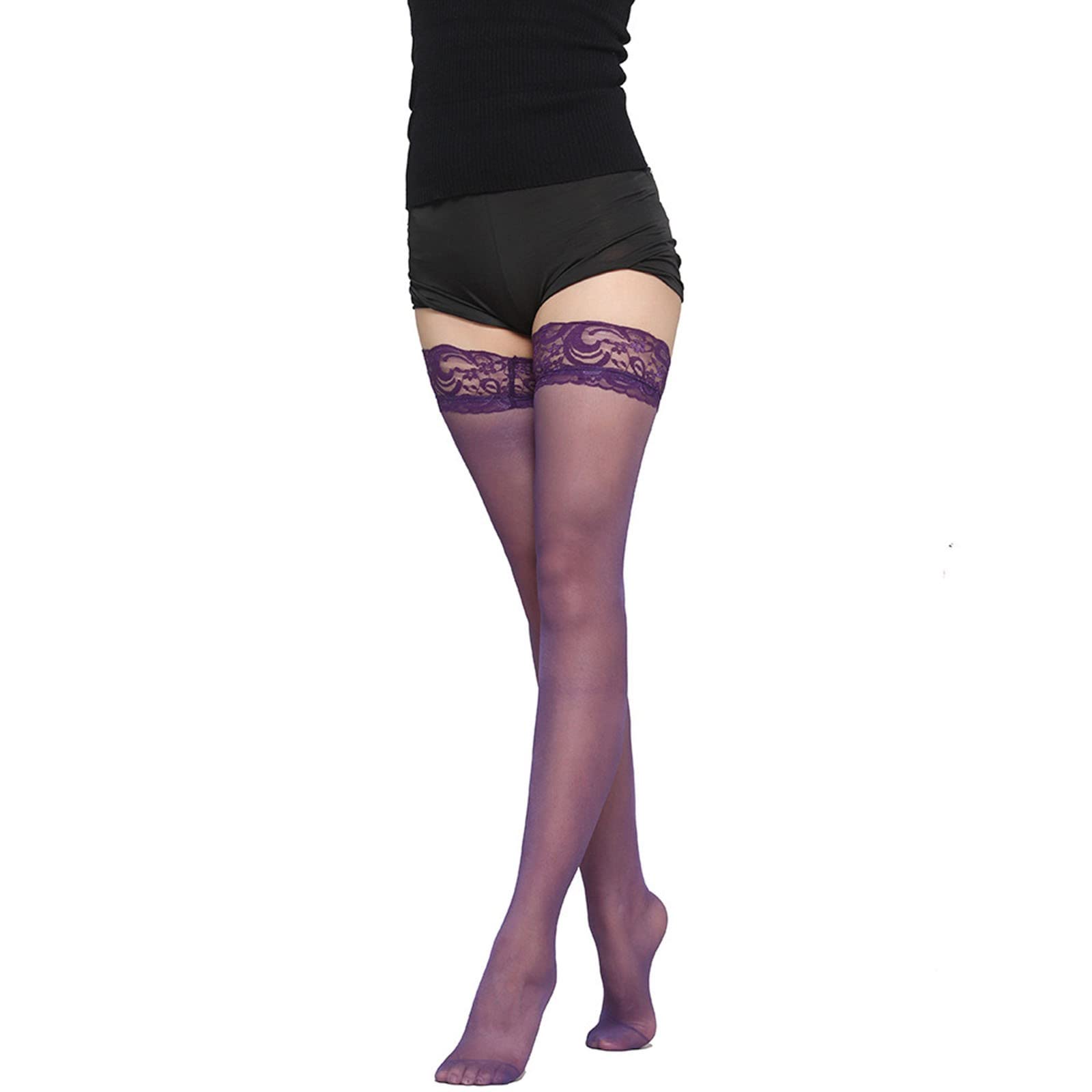 Sexy Black Lace Stockings for Women - Long Aloe-Infused Running Socks - Cute & Comfortable Hosiery for Daily Wear, Workout & Date Night