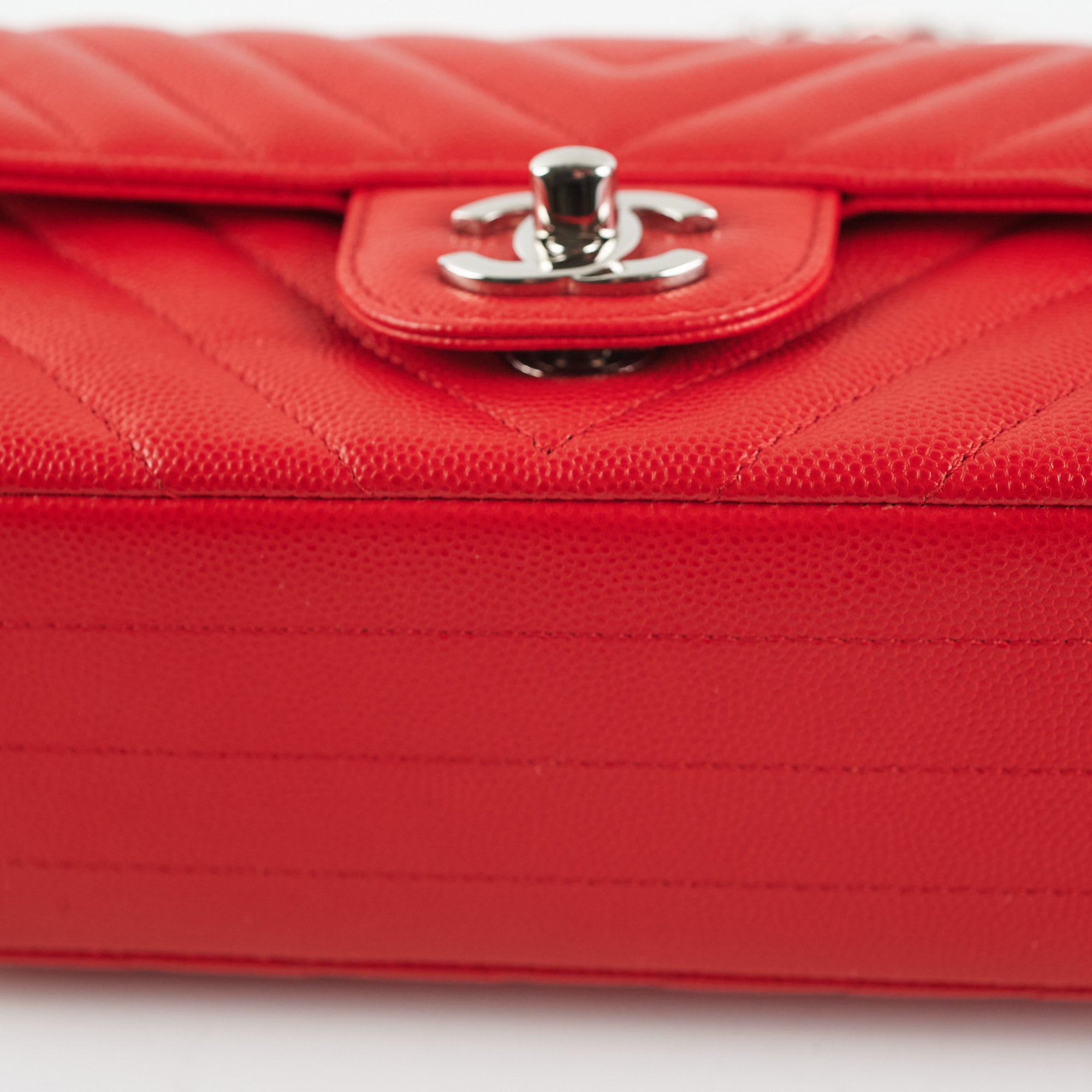 Chanel Mini Rectangular Flap Bag in Caviar Leather - Classic Red Luxury Crossbody Purse for Women | Perfect for Evening Parties, Date Nights & Special Occasions