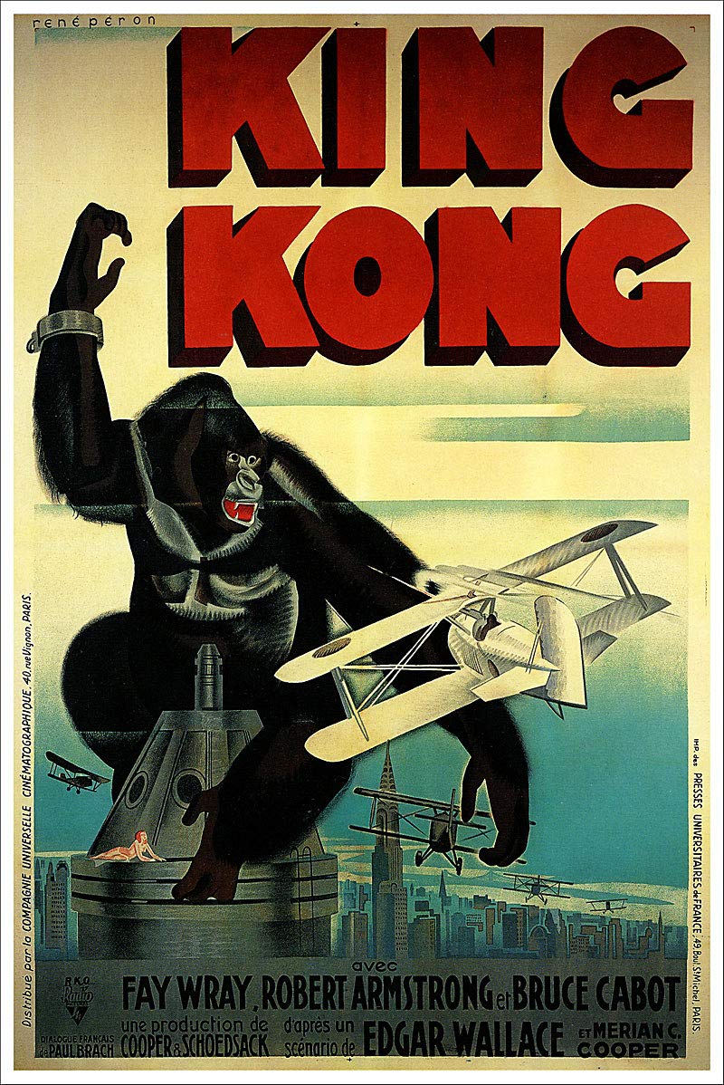 King Kong Vintage Movie Poster - 2 Pack Canvas Art Print for Home Theater & Man Cave Decor - Classic Film Wall Art for Movie Lovers