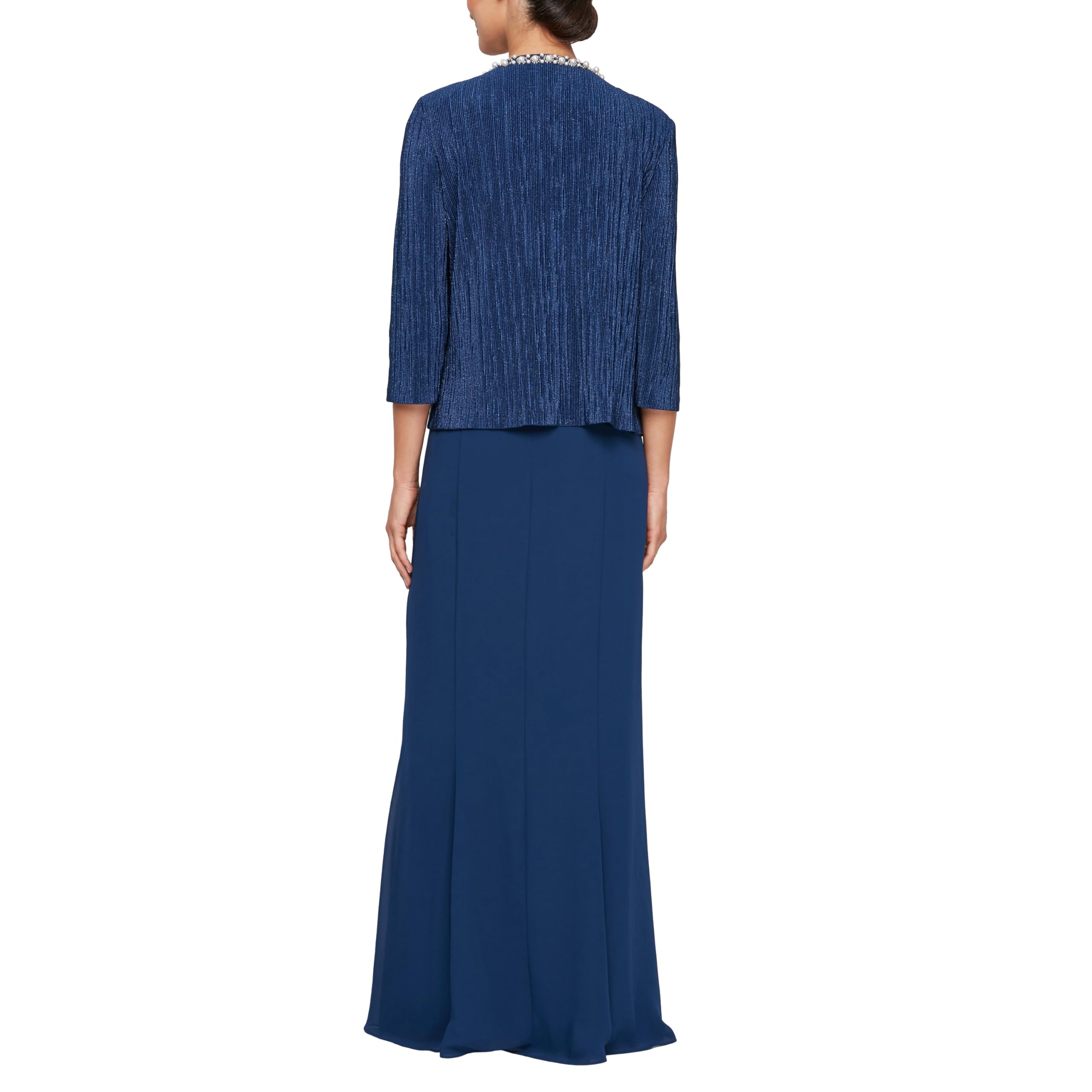 Alex Evenings Women's Plus Size Long Scoop Neck Formal Gown with Embellished Jacket - Elegant Wedding Guest Dress for Mother of the Bride, Evening Gala & Special Occasions