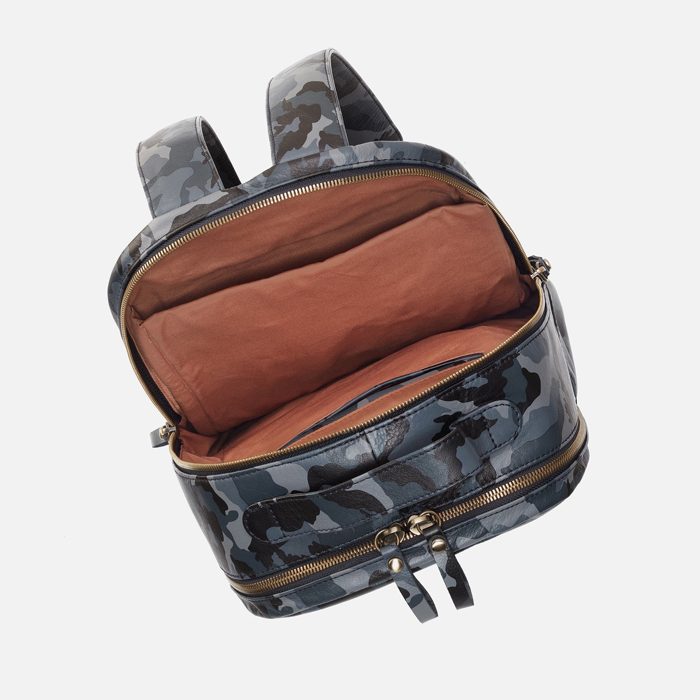 Premium Maddox Backpack - Genuine Silk Napa Leather with Blue Camo Design - Stylish Laptop Bag for Work, Travel & College