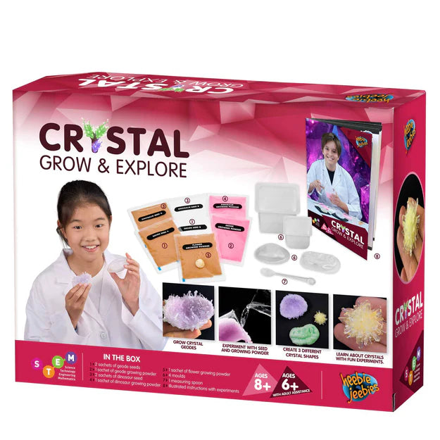 Crystal Grow & Explore Kit - Science Experiment for Kids, Grow Your Own Crystals at Home - Perfect for STEM Learning, Educational Gifts & Classroom Activities