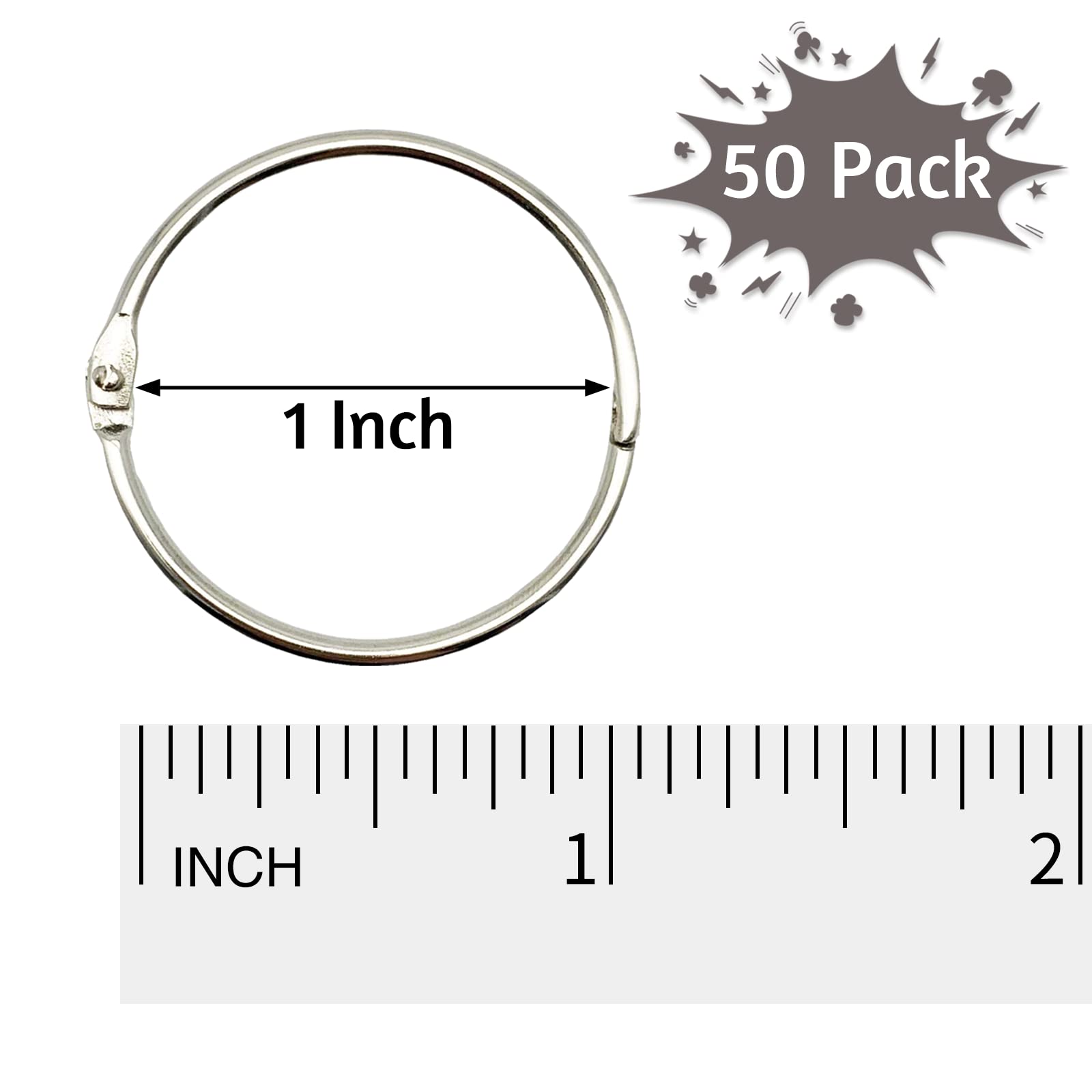 OWLKELA 1 Inch Binder Rings (50 Pack) - Nickel Plated Steel Loose Leaf Book Rings for Flashcards, Index Cards, Key Chains | Perfect for Office Organization, School Supplies, DIY Projects & Crafting