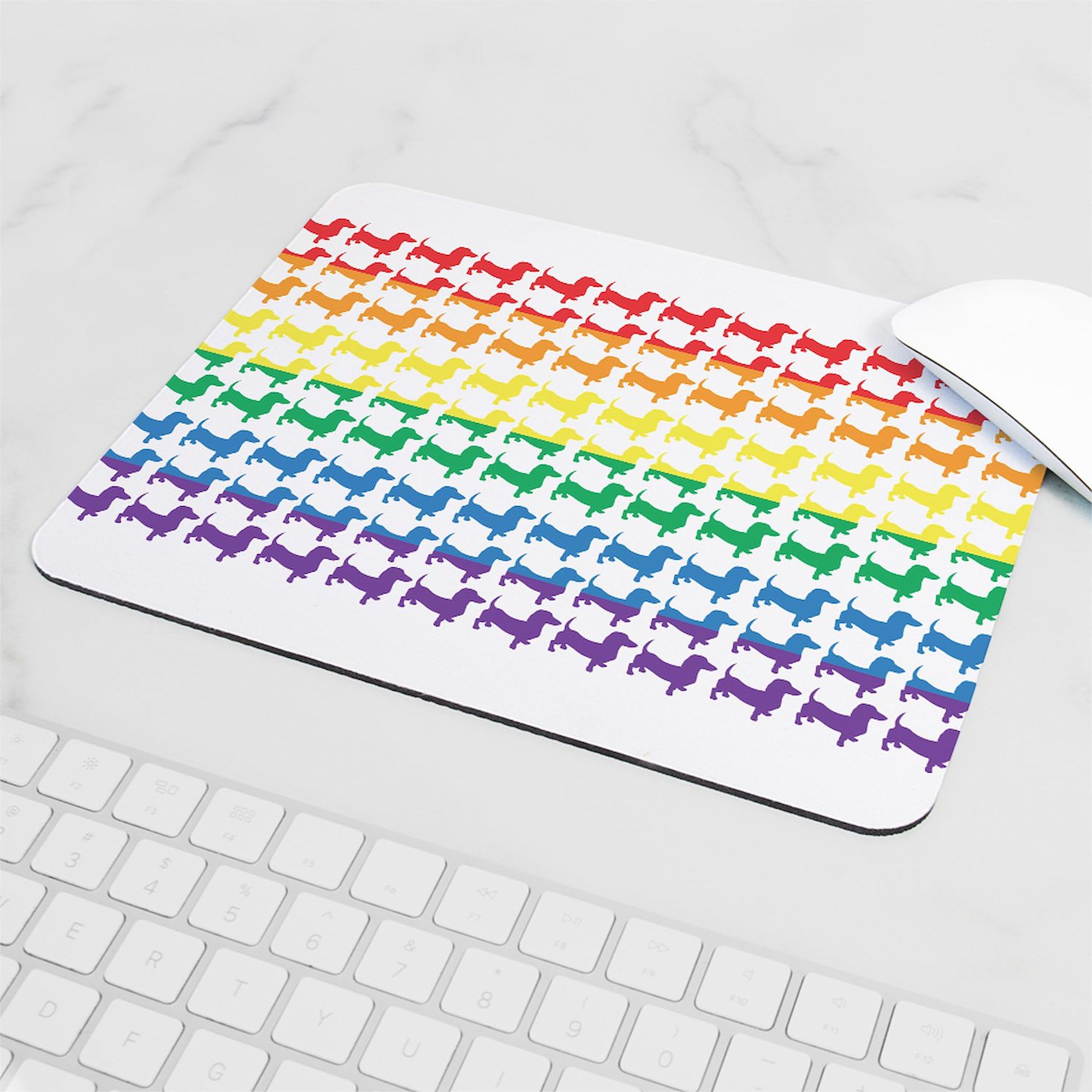 Colorful Rainbow Doxies Non-Slip Rubber Gaming Mouse Pad - Perfect for Office, Gaming & Home Computer Setup