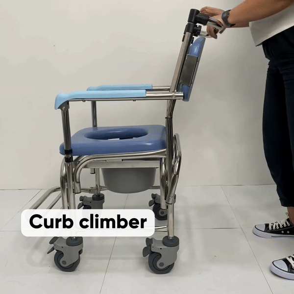 Portable Shower Commode Chair - Lightweight Mobile Toilet for Elderly & Disabled - Ideal for Home, Travel & Hospital Use