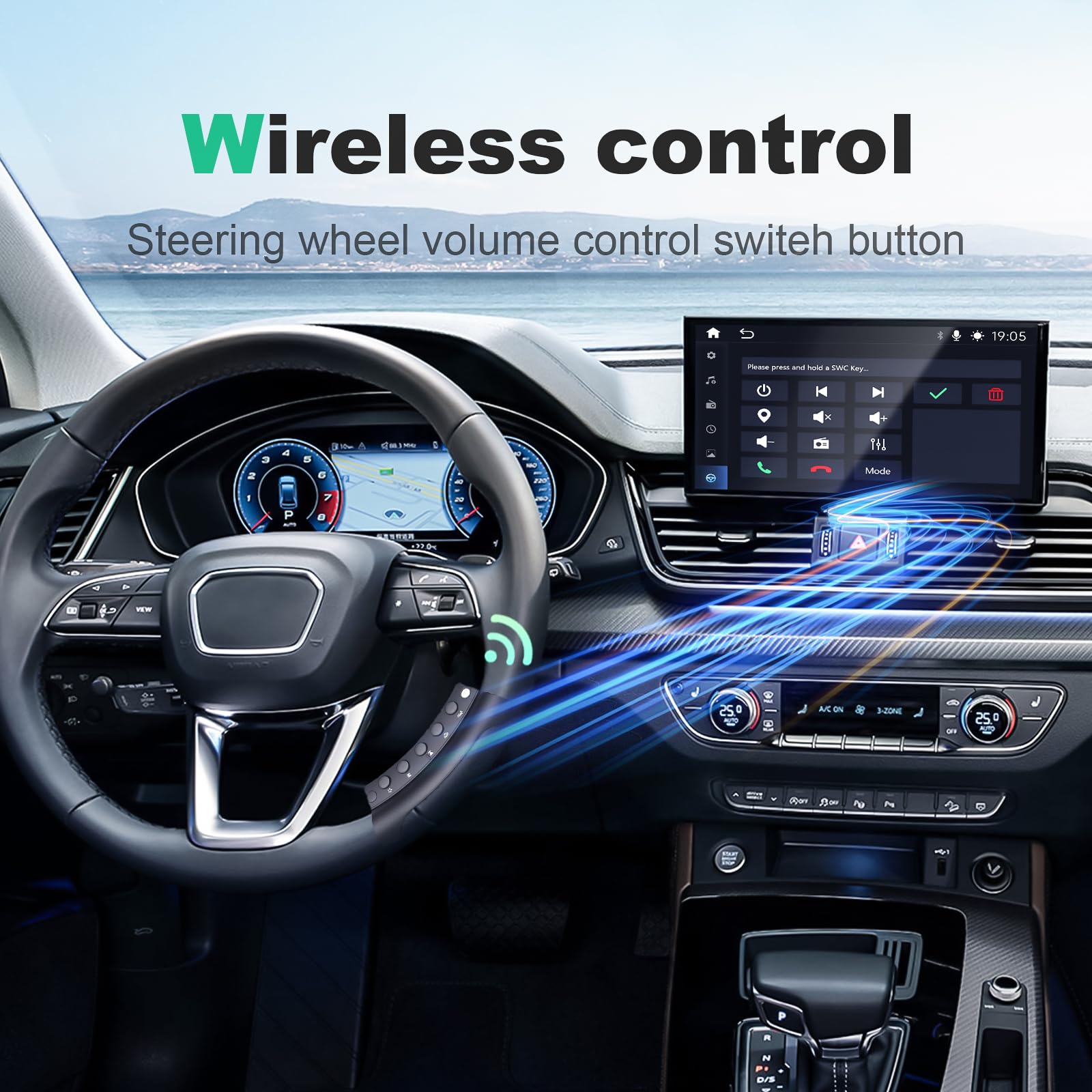 Wireless Steering Wheel Remote for Android Car Stereo - Bluetooth Control for Driving