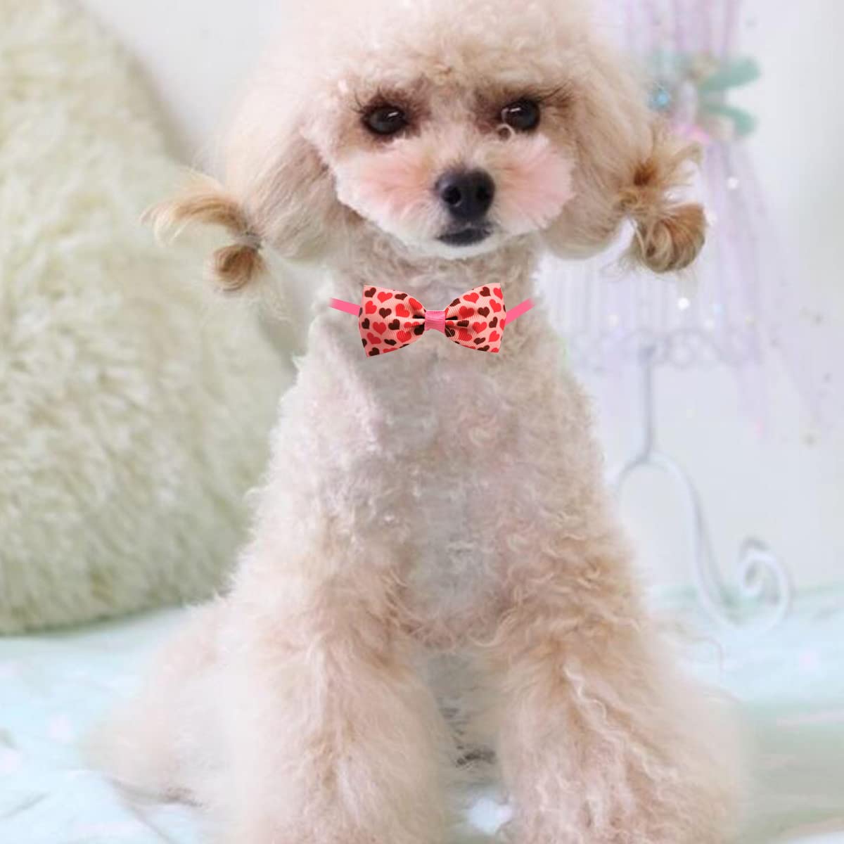 Wepetyo 20Pcs Dog Bow Ties - Mixed Styles Pet Neck Bows for Puppy Cat & Dog - Bulk Collar Accessories for Grooming, Photography, Birthday, Holiday & Valentine Party Gifts - Perfect for Pet Weddings, Costume Parties & Special Occasions
