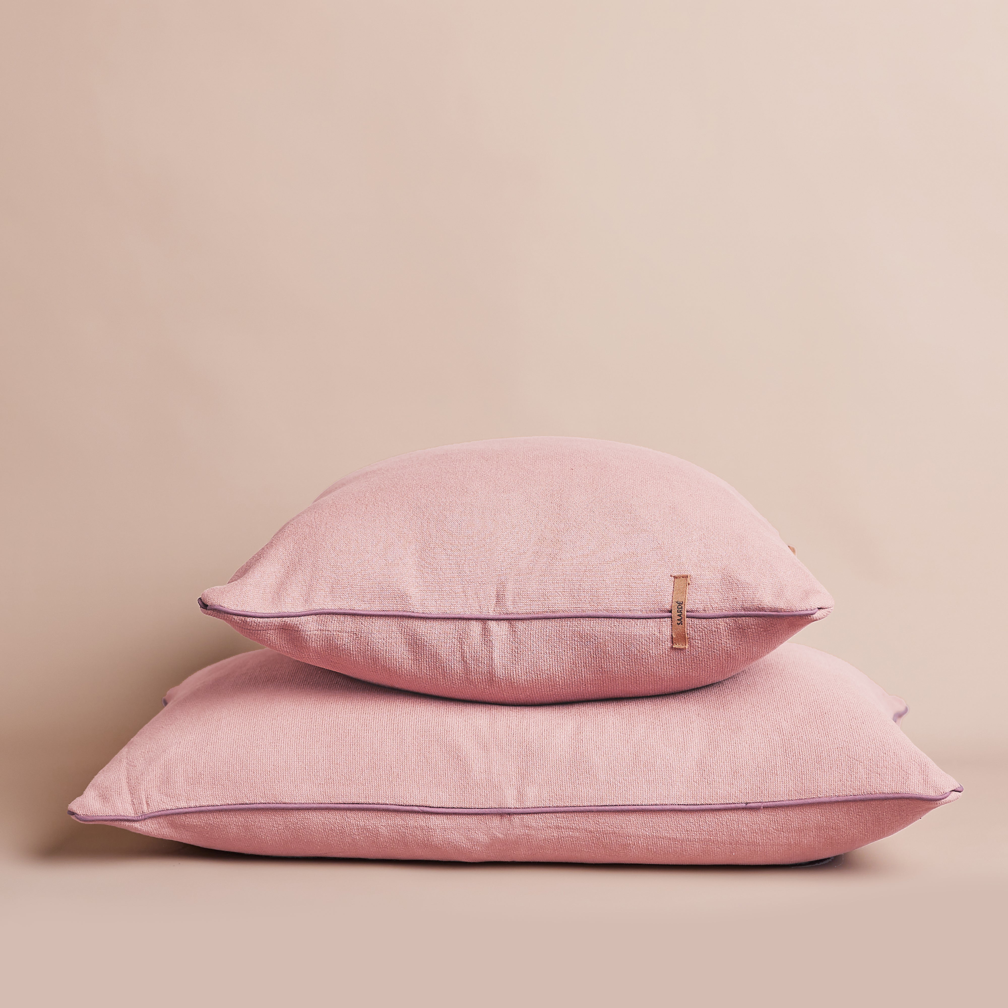 Vintage Wash Cushion Cover - Soft Guava Color with Piping Trim | Boho Home Decor for Sofa, Bed, or Outdoor Patio
