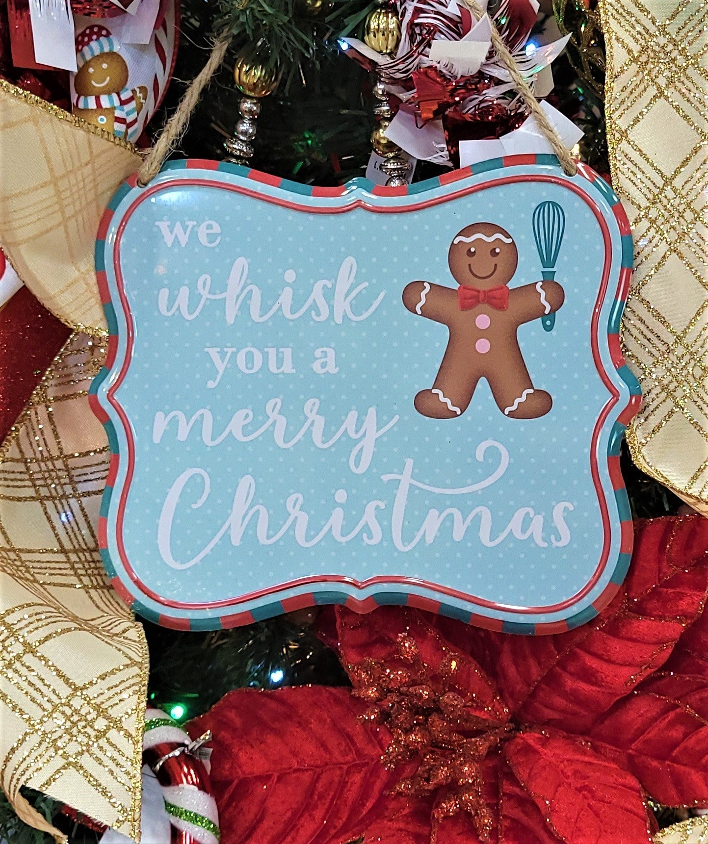 6 Pack Embossed Christmas Sign Ornaments - Holiday Home Decor for Tree, Mantel, or Gift Giving - Festive Holiday Party Decorations