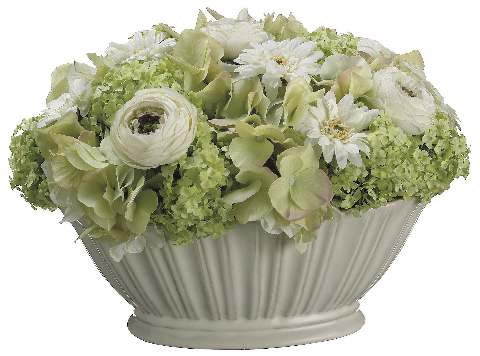 Tori Home Artificial Ranunculus Daisy Hydrangea Flowers in Bowl - Elegant Floral Centerpiece for Dining Table, Wedding Decor, Home Decoration