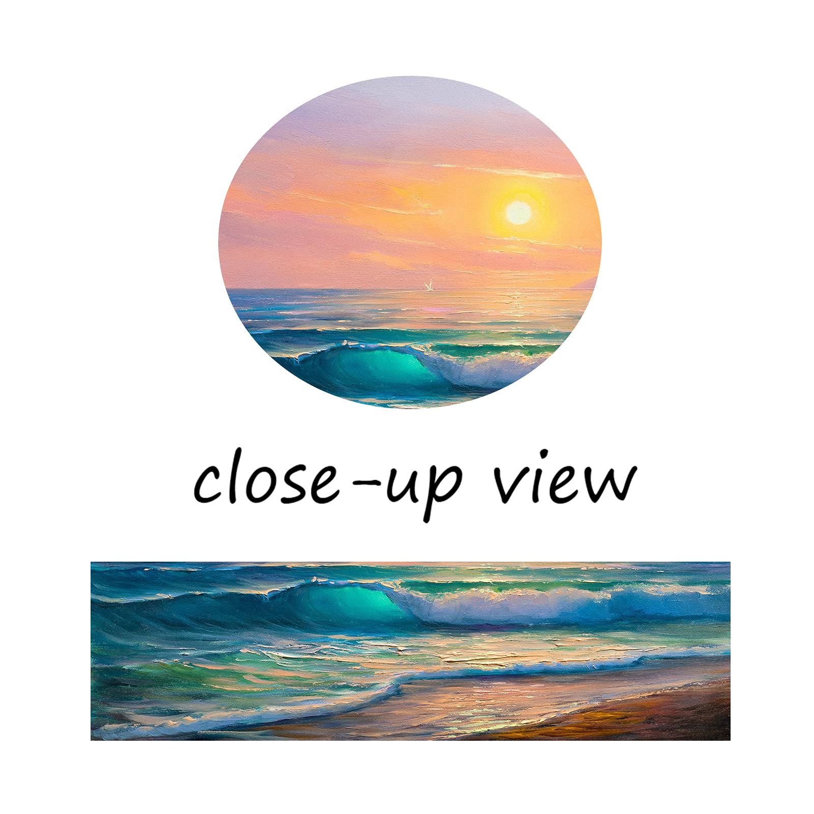 Blue Ocean Waves Canvas Wall Art - Stretched & Framed Seascape Painting for Bathroom & Bedroom Decor - Ready to Hang Beach Themed Wall Decor (24x36 Inches) - Perfect for Coastal, Nautical or Beach House Interior Design