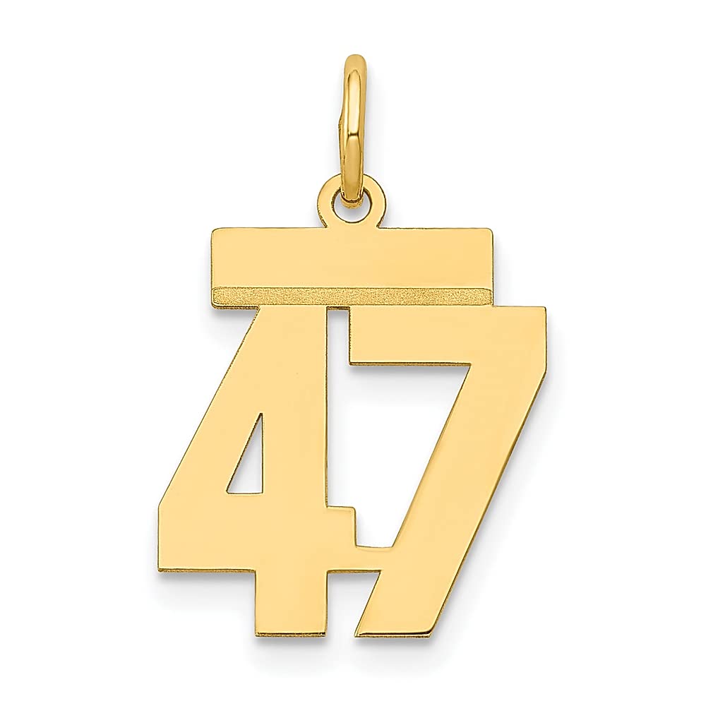 14K Yellow Gold Small Number 47 Charm Necklace Pendant - Dainty Fine Jewelry for Women - Birthday Gift for Her - Perfect for Graduation, Anniversary & Special Occasions