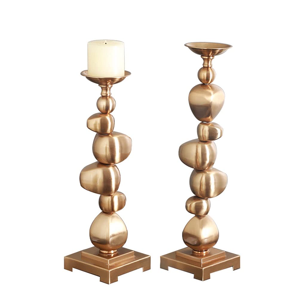 Elegant Metal Pillar Candle Holders for Dining Table - Set of 3 Modern Candelabra Centerpieces for Wedding, Home Decor & Romantic Candlelight Dinners | Perfect for Anniversary Celebrations, Holiday Tablescapes & Cozy Evening Ambiance