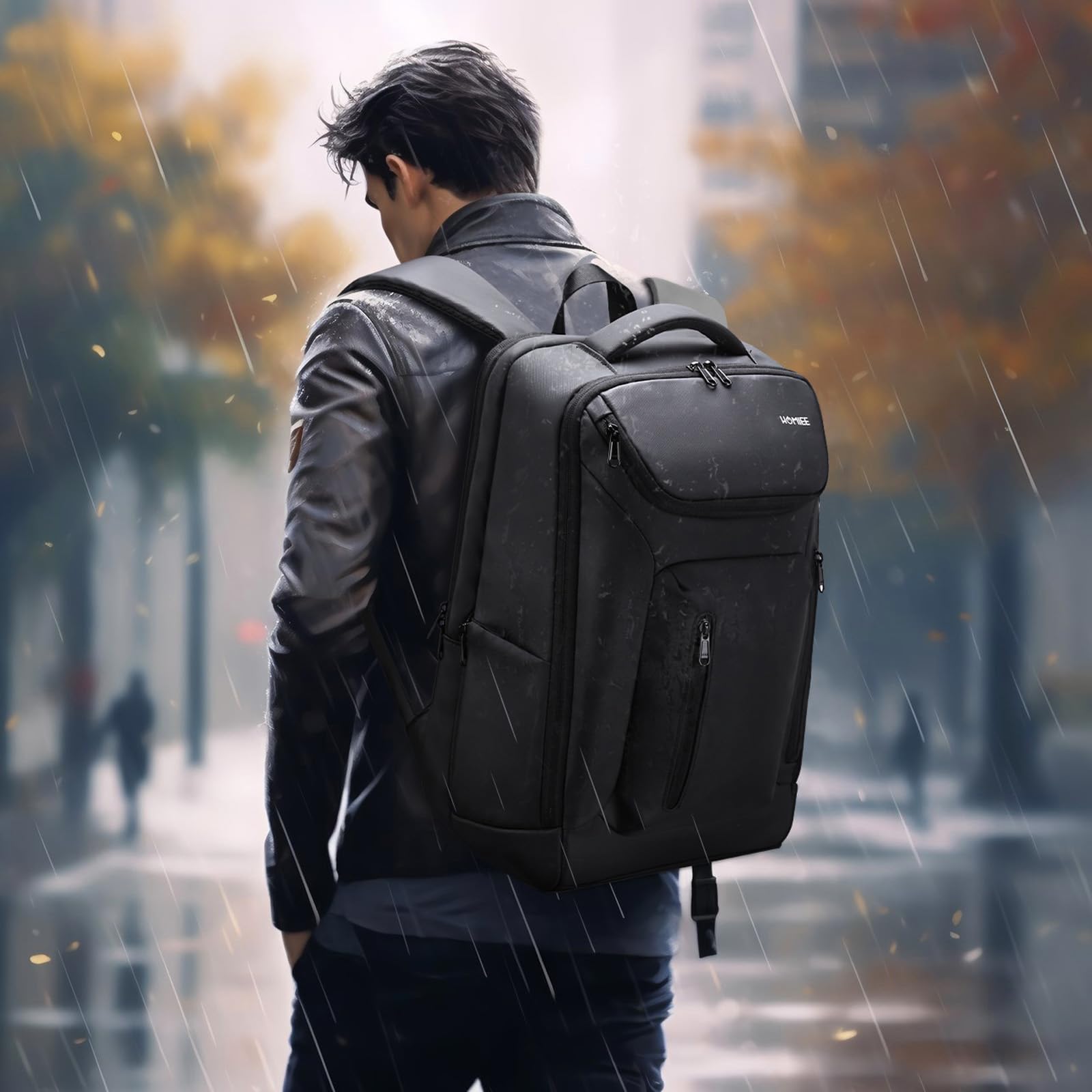 HOMIEE Business Smart Backpack - Waterproof & Slim 15.6 Inch Laptop Backpack with USB Charging Port - Durable High-Tech Daypack for Work, Travel & College - Black    Perfect for Professionals, Students & Commuters - Office, Business Trips & Daily Use