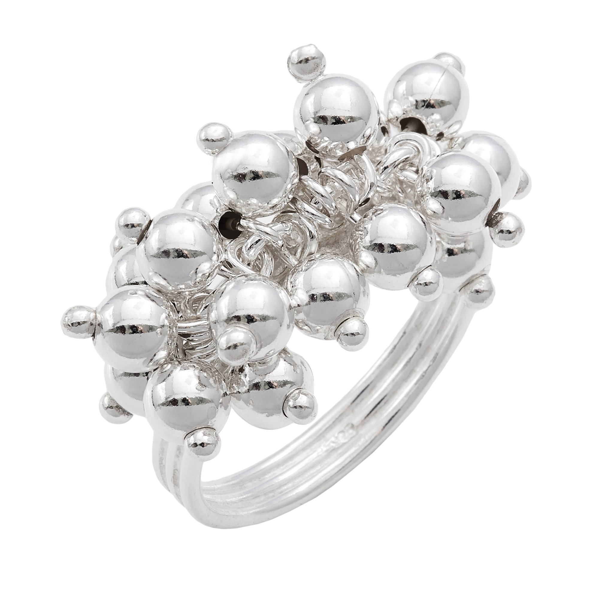 925 Sterling Silver Rings for Women - Elegant Cluster Bead & Moving Ball Bell Charm Rings | Dainty Statement Jewelry | Perfect for Parties, Weddings & Everyday Wear
