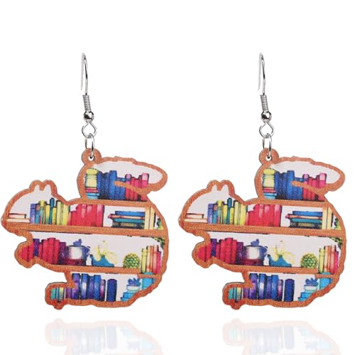 Wooden Squirrel Book Earring