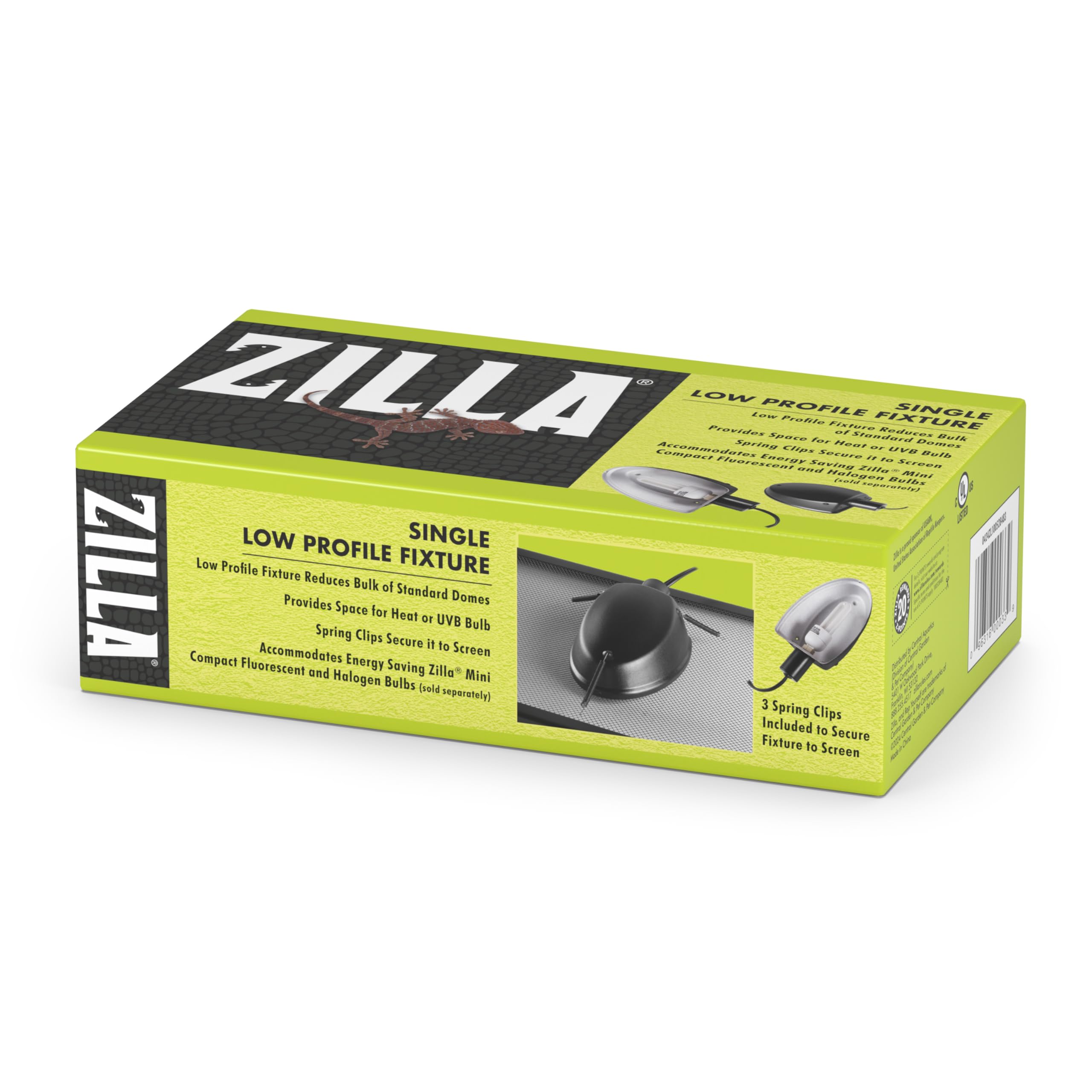 Zilla Low Profile Reptile Terrarium Light Fixture - Single Black Heat Lamp for Lizards, Snakes & Amphibians - Perfect for Desert & Tropical Habitat Setups