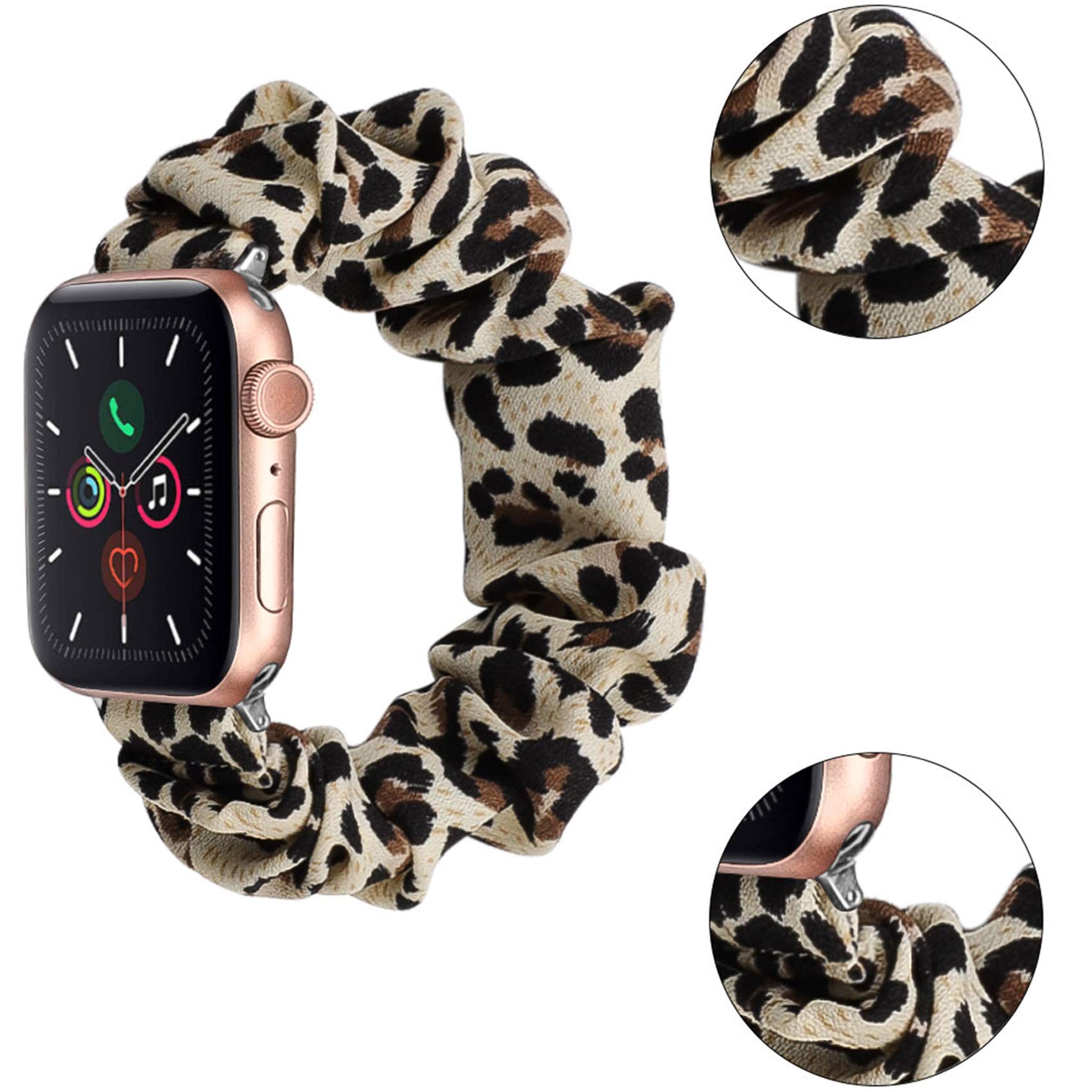 Premium Elastic Scrunchy Apple Watch Bands for Women & Men - Compatible with 38mm/40mm/42mm/44mm iWatch Series 6/5/4/3/2/1/SE - Soft Stretchy Replacement Wristband for Workout, Yoga & Everyday Wear