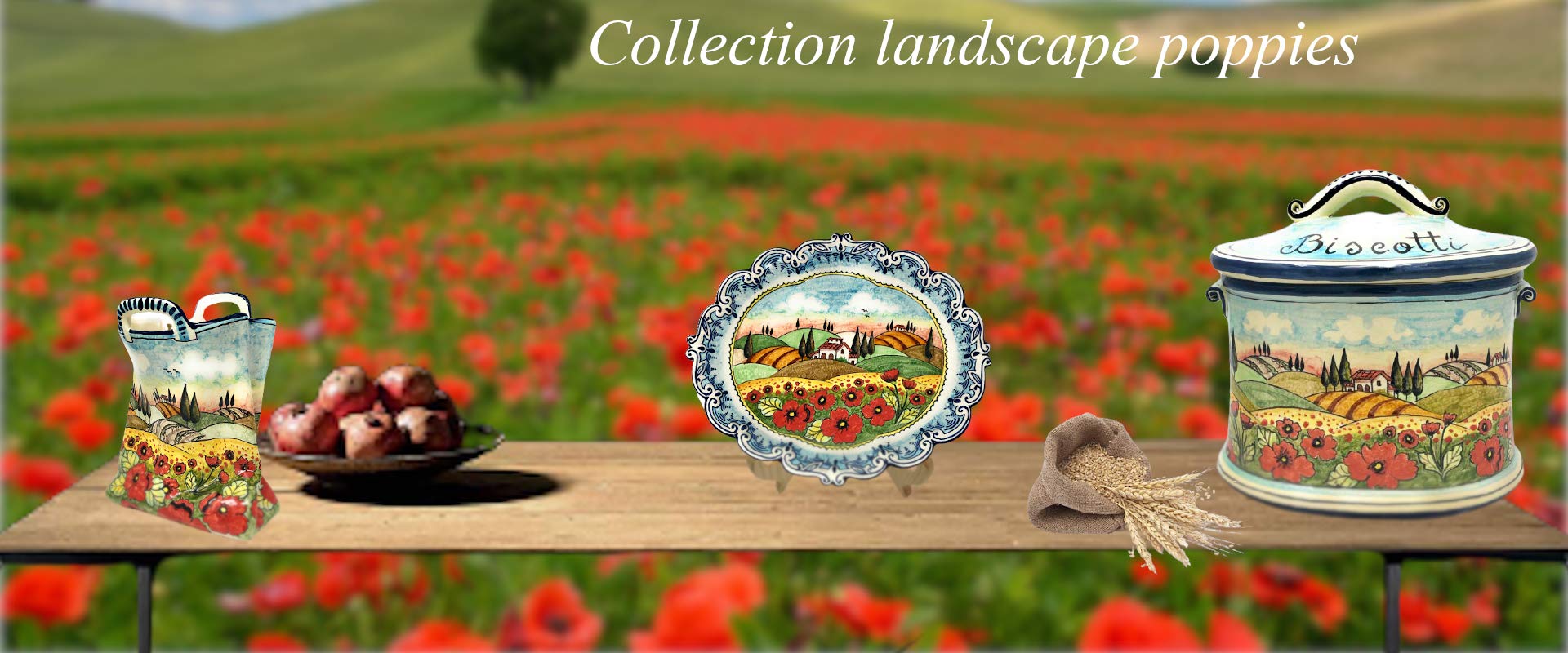 Italian Ceramic Serving Set - 8-Piece Appetizer Tray & Bowls with Hand-Painted Poppies | Tuscan Art Pottery Made in Italy | Perfect for Entertaining, Dinner Parties & Home Decor