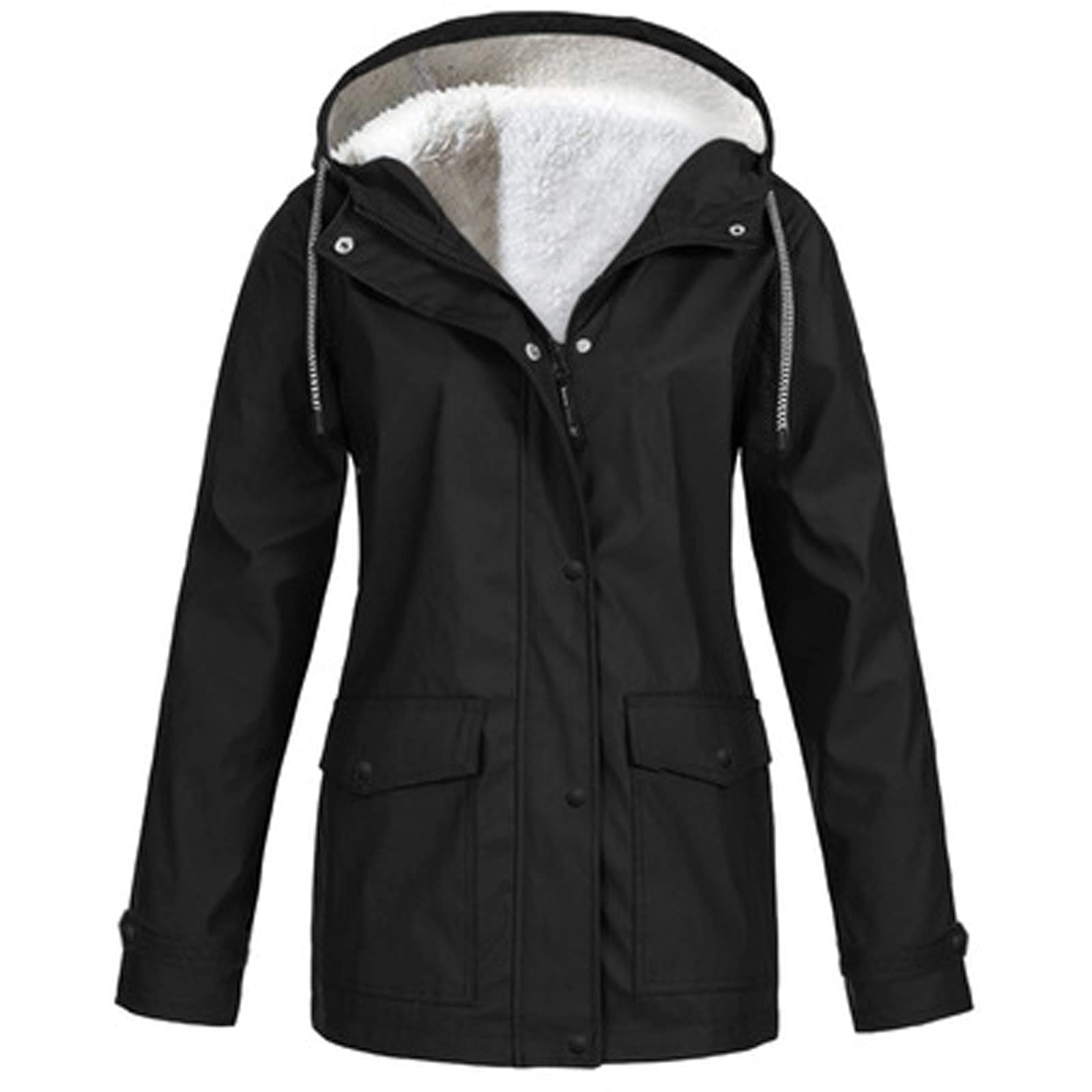 Women's Waterproof Windbreaker Jacket with Hood & Fleece Lining - Lightweight Outdoor Sportswear for Hiking, Running & Travel