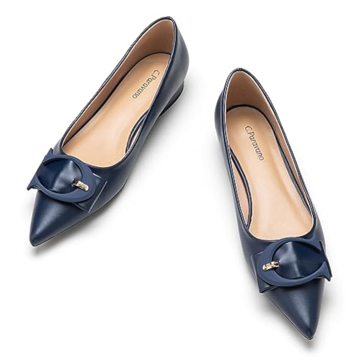 C.Paravano Women's Ballet Flats - Pointed Toe Leather Slip-On Shoes for Work & Everyday Comfort | Office, Commuting & Casual Wear