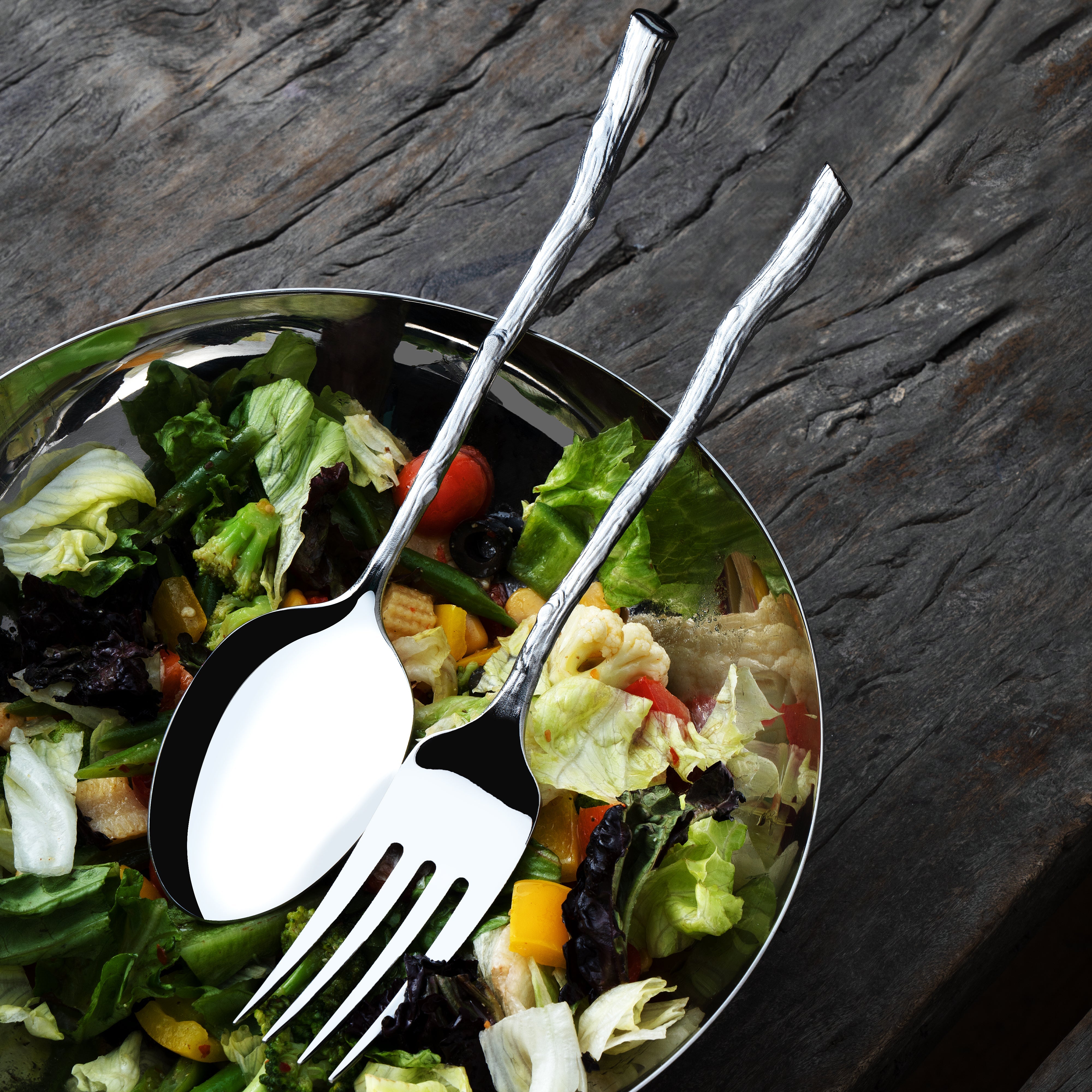 Eco-Friendly Twig Serving Set - Natural Wooden Utensils for Dining & Entertaining - Perfect for Outdoor Picnics, BBQ Parties & Rustic Table Settings
