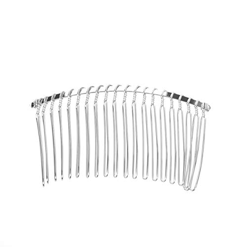 FRCOLOR 20 Teeth Metal Hair Comb for Bridal Veil - Silver Wedding Hair Clip for Bride, Perfect for Bridal Shower, Ceremony & Formal Events