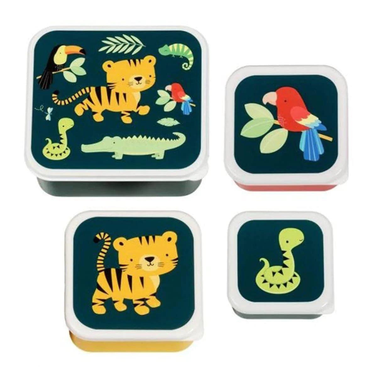 A Little Lovely Company Lunch & Snack Box Set - Reusable Bento Box with Tiger Design | Perfect for Office Meals, School Lunches & Picnics