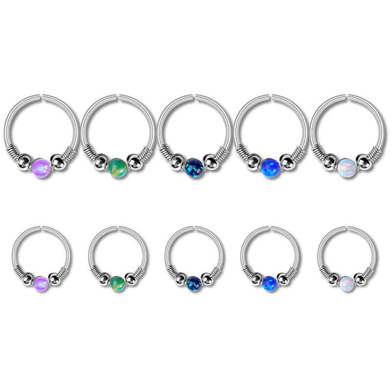 Opal Seamless Fixed Captive Ring - Elegant Body Jewelry for Belly Button, Nose & Ear Piercing | Hypoallergenic Stainless Steel | Perfect for Everyday Wear & Special Occasions
