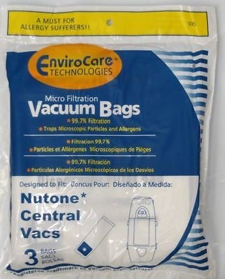 NuTone 391 Central Vacuum Bags 3 Pack - HEPA Allergen Filter Bags for Central Vacuum Systems - Compatible with Envirocare CF391 (6 Gallon Capacity) - Perfect for Allergy Sufferers & Pet Owners Home Cleaning