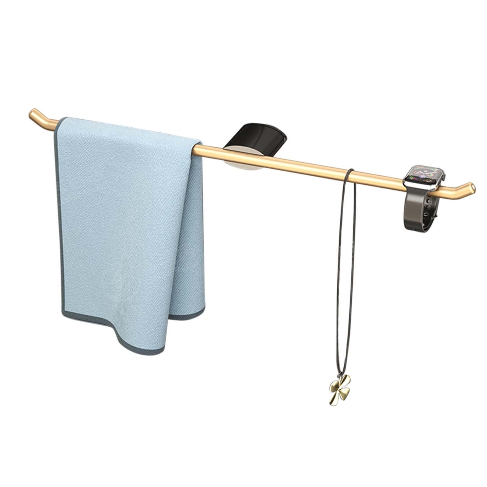 No Drill Self Adhesive Towel Bar - Wall Mounted Large Capacity Aluminum Towel Rack Holder for Bathroom & Kitchen - Perfect for Small Spaces & Rental Homes
