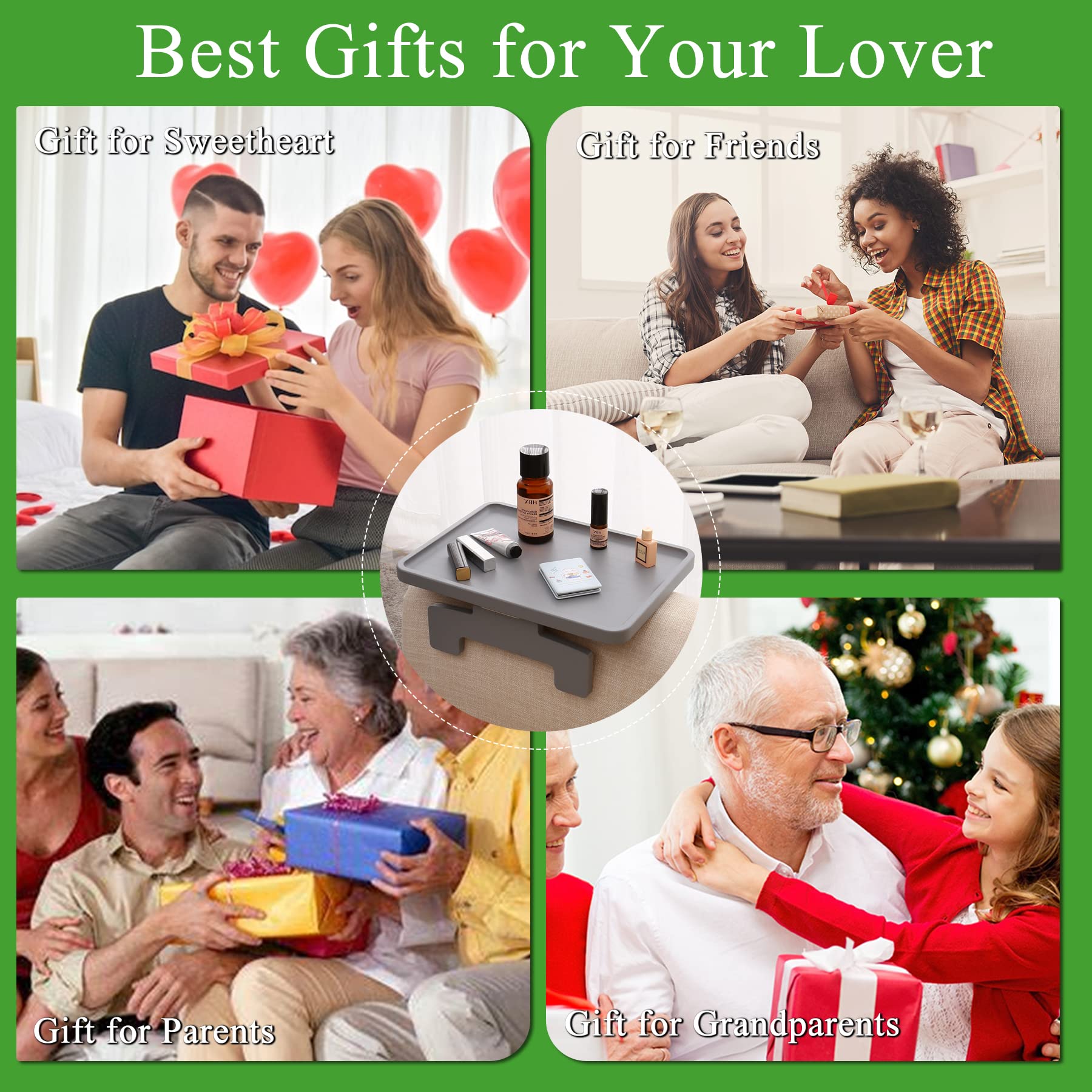 **Sofa Arm Clip Table - Adjustable Couch Tray for Drinks, Food & Laptop - Space-Saving Side Table for Small Spaces - Perfect for Home, Office & Dorm (Grey)**    *(Use Scenarios: Ideal for enjoying snacks, working remotely, reading, or relaxing on your couch, bed, or recliner.)*