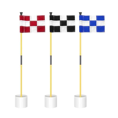 Checkered Flag Combo w/ Yellow Pole, 3pk