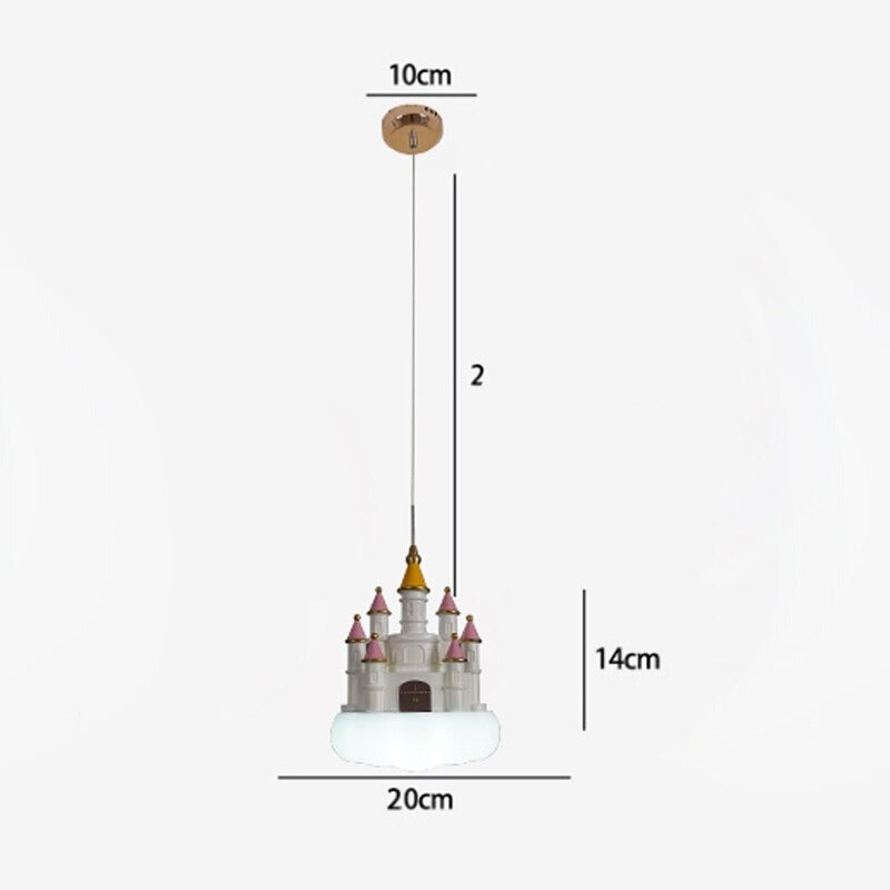 Creative Castle Pendant Lamp for Girls Room - Princess Themed Chandelier Lighting for Kids Bedroom, Nursery & Playroom Decor