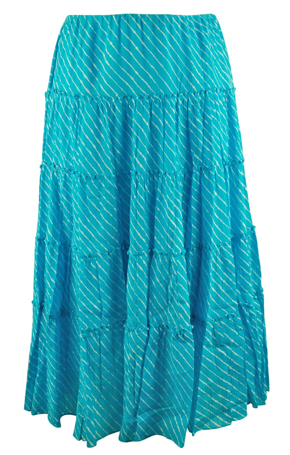 Plus Size Striped Tiered Skirt for Women 1X - Flowy Midi Skirt for Casual Outings & Summer Vacations