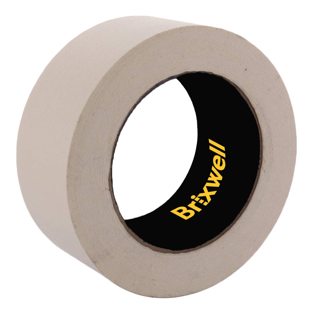 Brixwell 48 Rolls Professional Grade General Purpose Masking Tan Tape 2 Inch x 60 Yard - Made in USA | Perfect for Painting, Crafting, DIY Projects & Home Renovations