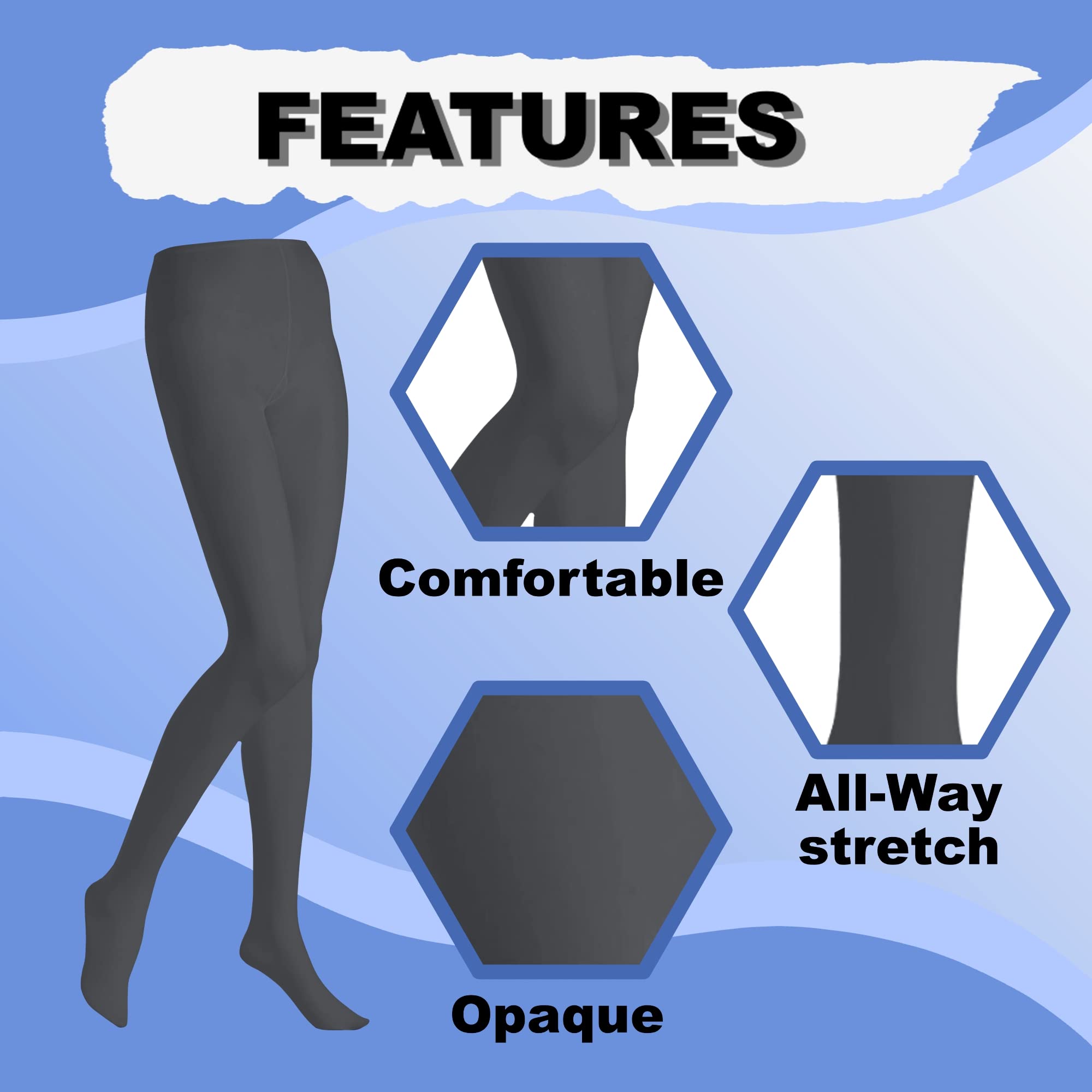 Butterfly EMEM Women's Plus Size Queen Opaque Footed Tights - Comfortable & Stretchy for Everyday Wear, Work, Yoga & Special Occasions