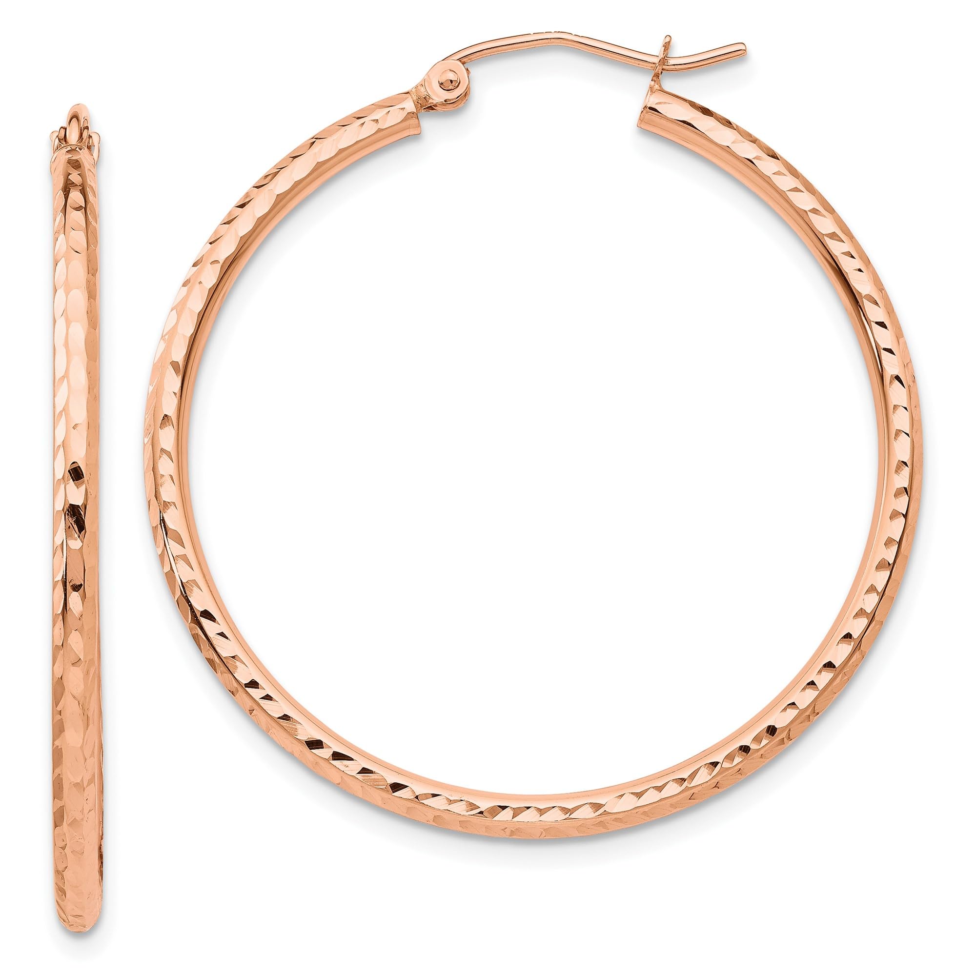 14K Solid Rose Gold Hoop Earrings for Women - Large & Medium Round Tube Hoops - Perfect for Everyday Wear, Parties & Gifts