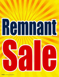 Remnant Sale Plastic Window Sign - Yellow Burst for Retail Stores & Clearance Events | Eye-Catching Display for Shops & Sales