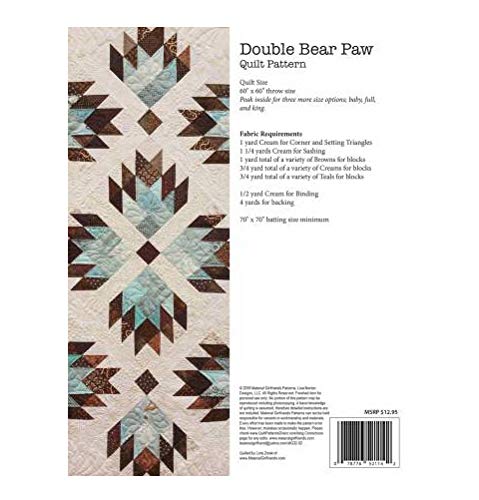 Material Girlfriends Quilt Pattern - Double Bear Paw Design with Instructions for 4 Project Sizes | Perfect for DIY Quilting, Home Decor, and Handmade Gifts