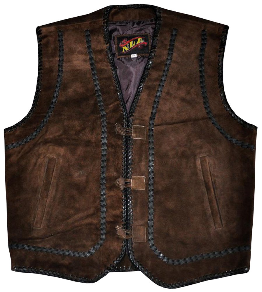 Coolhides Men's Suede Leather Vest with Adjustable Leather Laces - Stylish Biker Jacket for Motorcycle Riding, Outdoor Adventures & Casual Wear